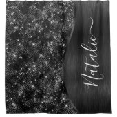 Rideaux De Douche Parties scintillant noire métallique personnalisée (Devant)