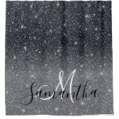 Rideaux De Douche Parties scintillant noire moderne étincelles Nom p (Devant)