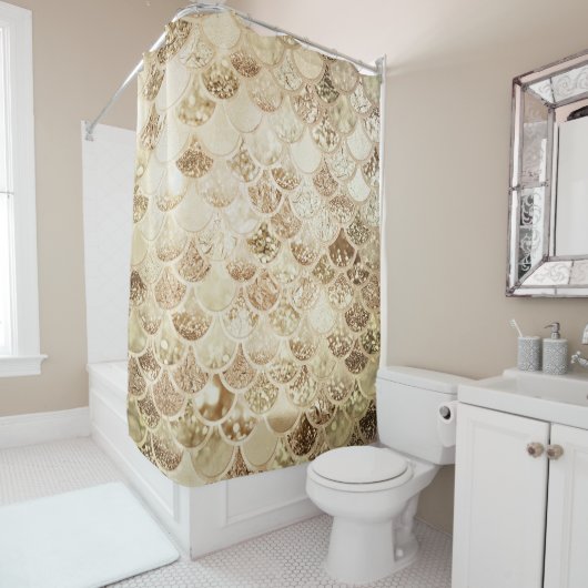 Rideaux De Douche Parties scintillant Ombre Gold Blush à la mode Éch (En situation)