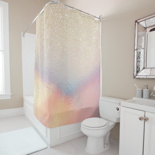 Rideaux De Douche Parties scintillant Or Chic Iridescente Holographi (En situation)
