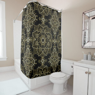 Rideaux De Douche Parties scintillant or et blanc Floral Paisley Man