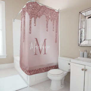Rideaux De Douche Parties scintillant rose Gold Sparkle  Monogramme