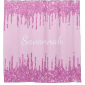 Rideaux De Douche Parties scintillant rose gouttes de nom monogramme (Devant)