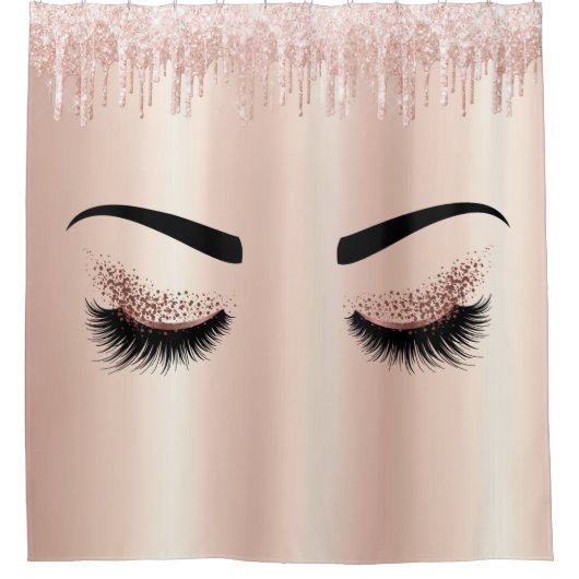 Rideaux De Douche parties scintillant rose vif gouttes yeux clignote (Devant)