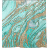 Rideaux De Douche Parties scintillant Séquin Or Marbre Turquoise Smo (Devant)