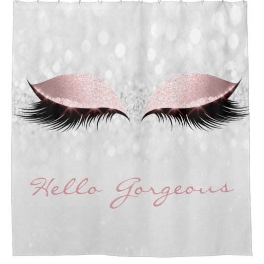 Rideaux De Douche Parties scintillant Sparkly Hello Gorgeous Grey Ro (Devant)