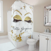 Rideaux De Douche Parties scintillant Sparkly Hello Gorgeous Marble  (En situation)