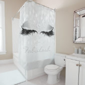 Rideaux De Douche Parties scintillant Sparkly Monogramme Nom Silver (En situation)