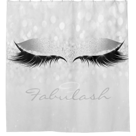 Rideaux De Douche Parties scintillant Sparkly Monogramme Nom Silver (Devant)