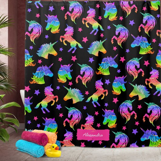 Rideaux De Douche Parties scintillant Unicorn Motif arc-en-ciel avec