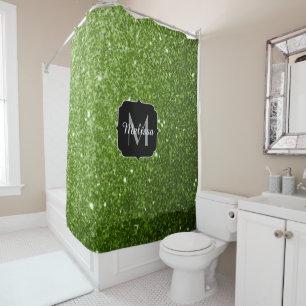Rideaux De Douche Parties scintillant vert clair brille Monogram