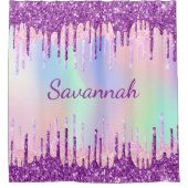 Rideaux De Douche Parties scintillant violet holographique gouttes r (Devant)