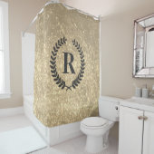 Rideaux De Douche Parties scintillantes d'or avec le monogramme (En situation)