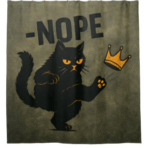 Rideaux De Douche Pas De Rois En Amérique Chat Noir Drôle Kicking Cr