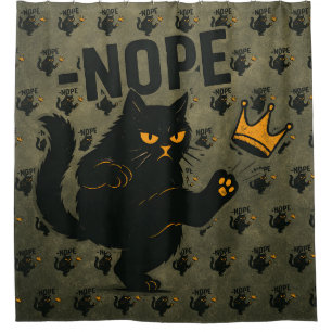 Rideaux De Douche Pas De Rois En Amérique Chat Noir Drôle Kicking Cr