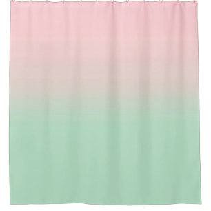 Rideaux De Douche Pastel Aesthétique Ombre Gradient Pink Mint Green