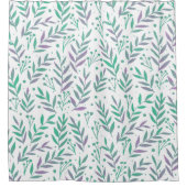 Rideaux De Douche Pastel aquarelle branches pourpre et vert (Devant)