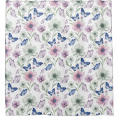 Rideaux De Douche Pastel Botanical Floral Butterfly  (Devant)