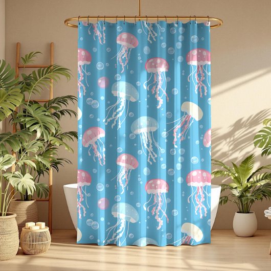 Rideaux De Douche Pastel colors jelly fish pattern