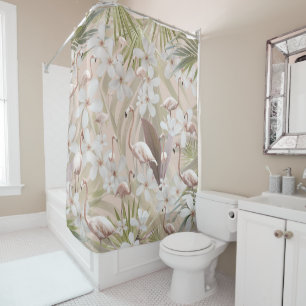 Rideaux De Douche Pastel Flamant rose Jungle Love #3 #tropical #wall