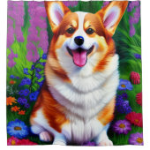 Rideaux De Douche Pastel Floral Corgi (Devant)