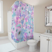 Rideaux De Douche *~* Pastel Floral Pattern Blue Rose FLowers (En situation)