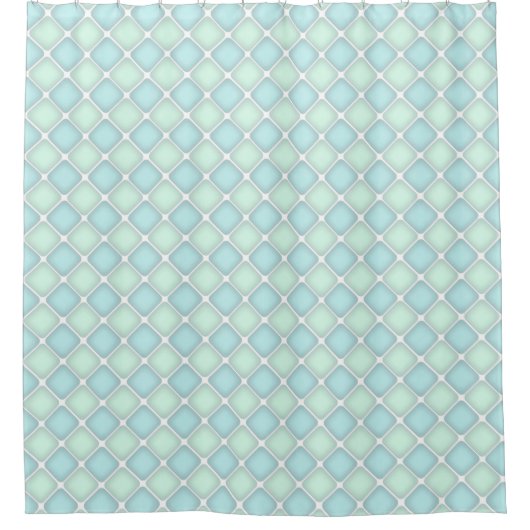 Rideaux De Douche Pastel Green and Blue Checked Tile (Devant)