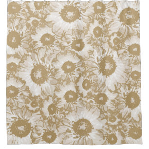 Rideaux De Douche Pastel Grey Brown motif floral