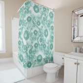 Rideaux De Douche Pastel Gris Turquoise Vert Floral (En situation)