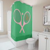 Rideaux De Douche Pastel Heart Tennis Lecteur Racquettes Ball Green (En situation)
