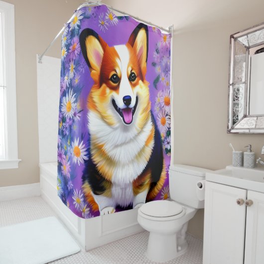 Rideaux De Douche Pastel Hues Corgi (En situation)