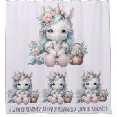 Rideaux De Douche Pastel Kawaii Unicorn Doll with Flower Basket (Devant)