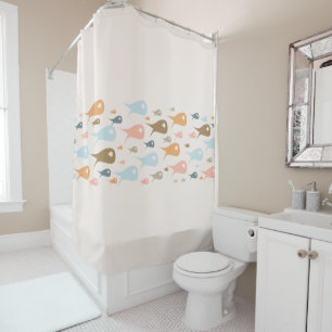 Rideaux De Douche Pastel minimaliste moderne de la bande de poisson 