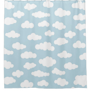 Rideaux De Douche Pastel Nuages Bébé Esthétique Bleu Et Blanc