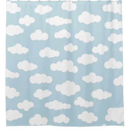 Rideaux De Douche Pastel Nuages Bébé Esthétique Bleu Et Blanc (Devant)