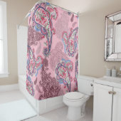 Rideaux De Douche Pastel paisley, patchwork ethnique traditionnel (En situation)