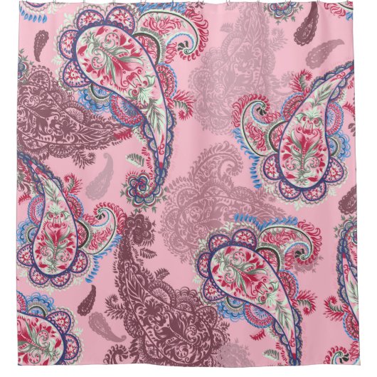 Rideaux De Douche Pastel paisley, patchwork ethnique traditionnel (Devant)