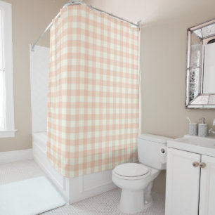 Rideaux De Douche Pastel Peach En vichy Buffalo Check Plaid Motif