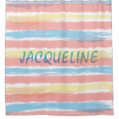 Rideaux De Douche Pastel Pink Blue Yellow Stripes BLEU NOM (Devant)