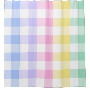 Rideaux De Douche pastel plaid rainbow retro en vichy