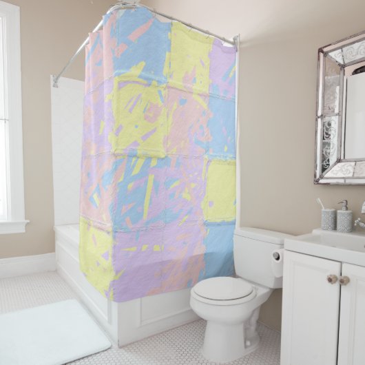 Rideaux De Douche Pastel Spring Colors Paint Splatter (En situation)