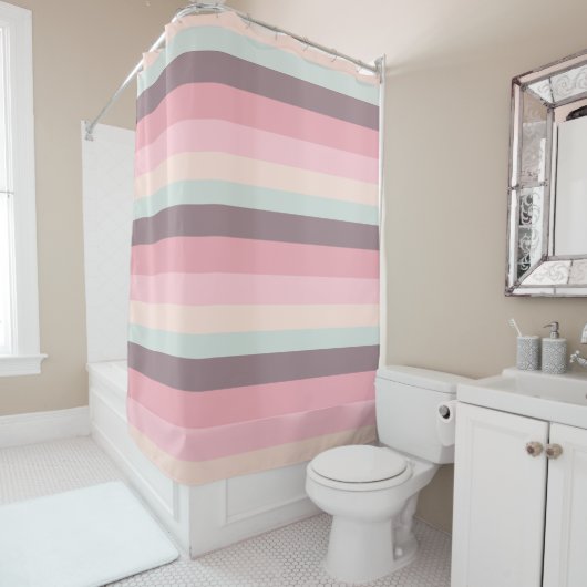 Rideaux De Douche Pastel Stripes (En situation)