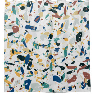 Rideaux De Douche Pastel Terrazzo : Motif Abstrait moderne.