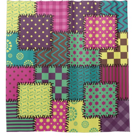 Rideaux De Douche Patchwork : Arrière - plan Motif divers (Devant)