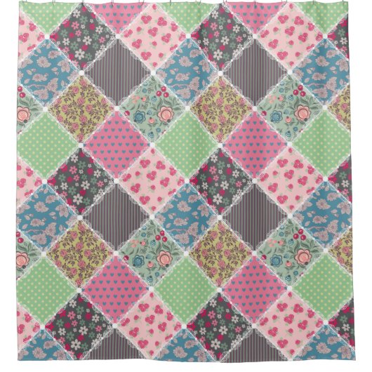Rideaux De Douche Patchwork floral (Devant)