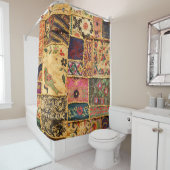 Rideaux De Douche Patchwork indien : Tissu du marché de Hampi. (En situation)