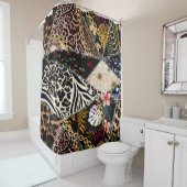 Rideaux De Douche Patchwork Leopard : Ethnic Lining Design. (En situation)