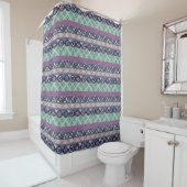 Rideaux De Douche Patchwork lignes ornementales paces textile boho v (En situation)