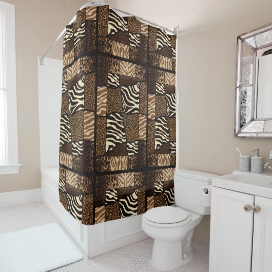 Rideaux De Douche Patchwork Motif animal africain - Bold & Cultur (En situation)