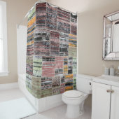 Rideaux De Douche Patchwork Quilt Collage Impression transparente. (En situation)